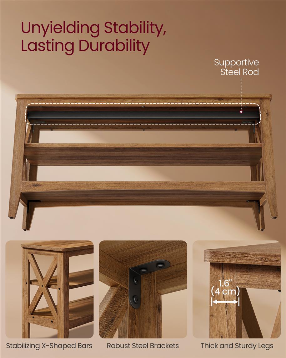 Shoe Storage Bench, 2 Tiers, Entryway Shoe Rack, Rustic Farmhouse, 31.5"/39.4"