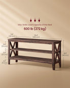 Shoe Storage Bench, 2 Tiers, Entryway Shoe Rack, Rustic Farmhouse, 31.5"/39.4"