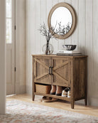 Shoe Storage Cabinet, Freestanding MDF, Open/Closed Compartments, Adjustable Shelves