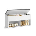 Shoe storage bench – 2 shelves – lift-top compartment – removable cushion