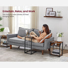 Side table with charging station - narrow end tables with outlets & usb ports - 18.9" tall