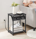 Side table with charging station - narrow end tables with outlets & usb ports - 18.9" tall