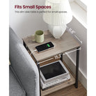 Side table with charging station - narrow end tables with outlets & usb ports - 18.9" tall