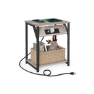 Side table with charging station - narrow end tables with outlets & usb ports - 18.9" tall