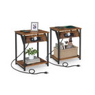 Side table with charging station - narrow end tables with outlets & usb ports - 18.9" tall