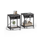 Side table with charging station - narrow end tables with outlets & usb ports - 18.9" tall