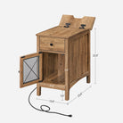 Side table with charging station – usb ports, flip-up cord storage, drawer & cabinet