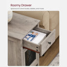 Side table with charging station – usb ports, flip-up cord storage, drawer & cabinet