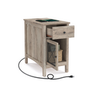 Side table with charging station – usb ports, flip-up cord storage, drawer & cabinet