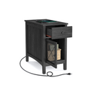 Side table with charging station – usb ports, flip-up cord storage, drawer & cabinet