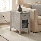 Side table with charging station – usb ports, flip-up cord storage, drawer & cabinet