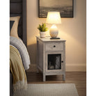 Side table with charging station – usb ports, flip-up cord storage, drawer & cabinet