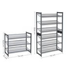 Stackable shoe rack - 6 tier - adjustable shelves - metal frame