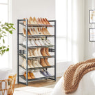 Stackable shoe rack - 6 tier - adjustable shelves - metal frame