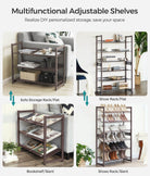Stackable shoe rack - 6 tier - adjustable shelves - metal frame