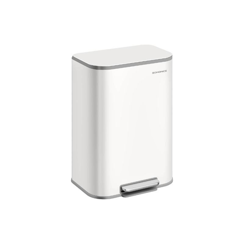 Stainless Steel Trash Can, 13 Gal., Soft-Close, Inner Bucket, Pedal-Operated