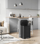 Stainless Steel Trash Can, 13 Gal., Soft-Close, Inner Bucket, Pedal-Operated