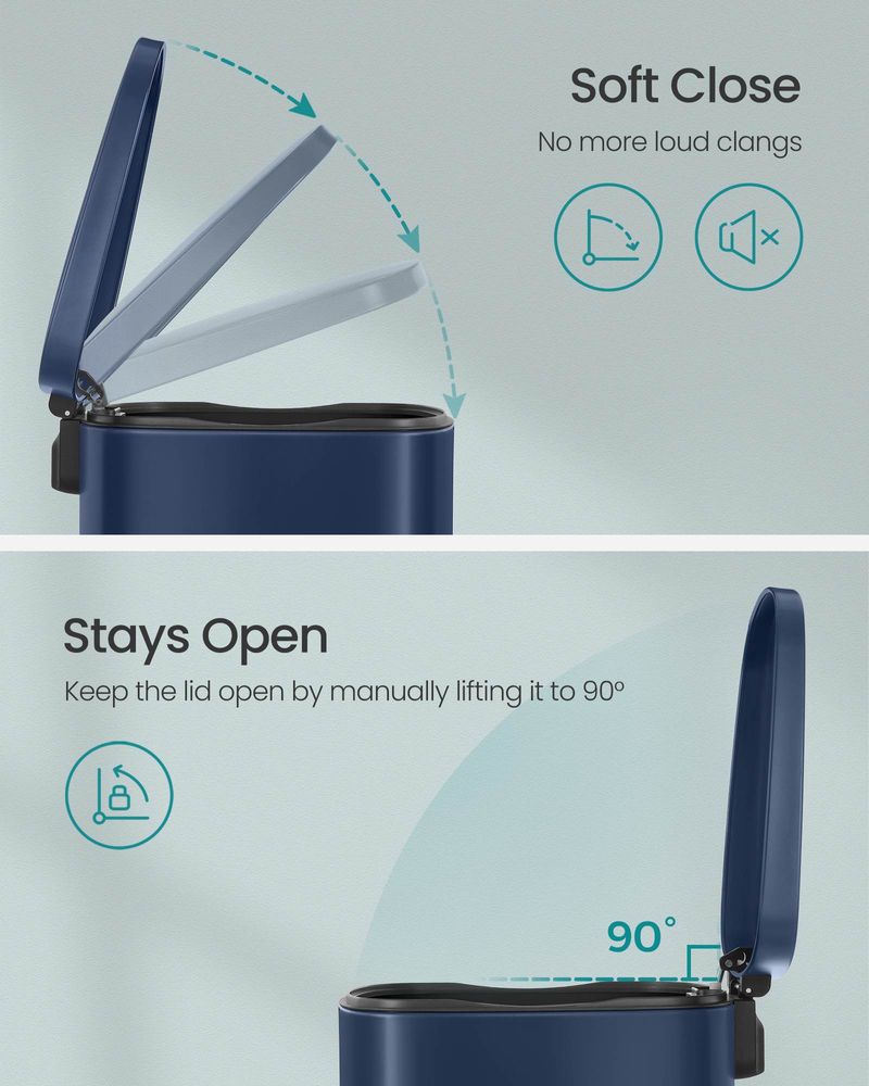 Stainless Steel Trash Can, Soft-Close, Step Pedal, 8 & 13 Gal.