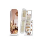 Standing Jewelry Cabinet, LED Mirror, Full-Length, Storage Organizer, Drawers, Hooks