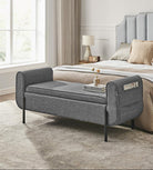 Storage Bench with Armrests - Solid Wood Frame - 20 Gal Capacity