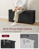 Storage chest with hinged lid – entryway trunk – large hidden compartment – 300 lb capacity