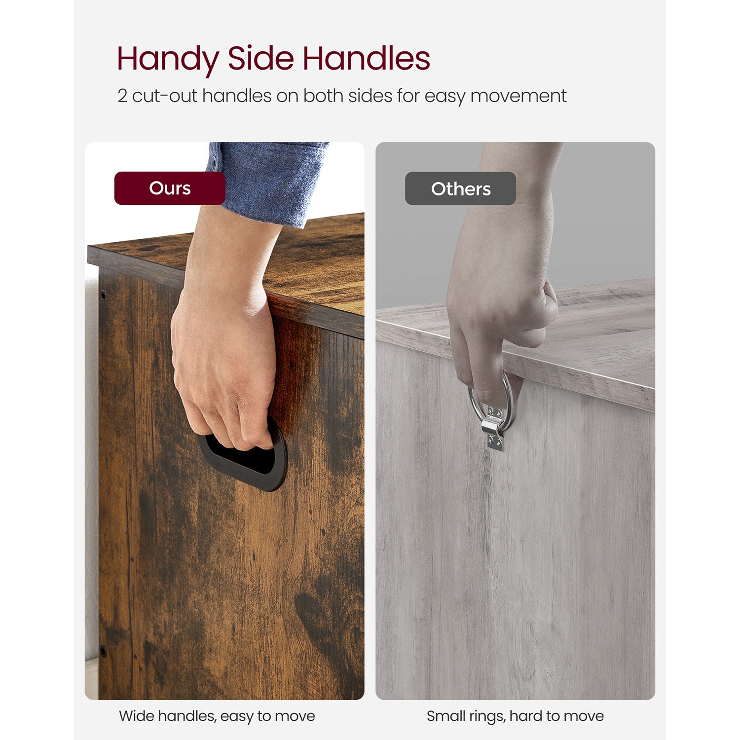 Storage chest with hinged lid – entryway trunk – large hidden compartment – 300 lb capacity