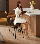 Swivel Bar Stools – Set of 2 – Faux Leather Seat with 360° Rotation – Steel Frame with Adjustable Feet – 25.6"/30" Seat Height