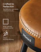 Swivel Bar Stools – Set of 2 – Faux Leather Seat with 360° Rotation – Steel Frame with Adjustable Feet – 25.6"/30" Seat Height