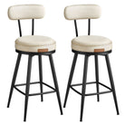 Swivel Bar Stools – Set of 2 – Faux Leather Seat with 360° Rotation – Steel Frame with Adjustable Feet – 25.6"/30" Seat Height