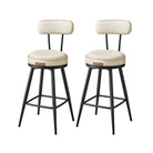 Swivel Bar Stools – Set of 2 – Faux Leather Seat with 360° Rotation – Steel Frame with Adjustable Feet – 25.6"/30" Seat Height