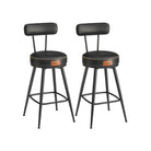 Swivel Bar Stools – Set of 2 – Faux Leather Seat with 360° Rotation – Steel Frame with Adjustable Feet – 25.6"/30" Seat Height