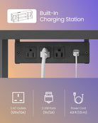 TV Stand, Power Outlets, LED Lights, up to 75", Open Storage, Charging Station