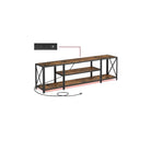 TV Stand, Power Outlets, LED Lights, up to 75", Open Storage, Charging Station