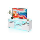 TV Stand with LED Lights, Fits up to 70", Adjustable Glass Shelves, Remote Control