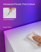 TV Stand with LED Lights, Fits up to 70", Adjustable Glass Shelves, Remote Control