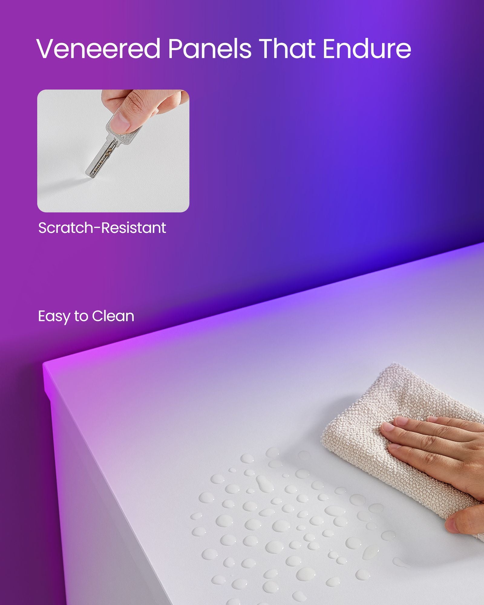 TV Stand with LED Lights, Fits up to 70", Adjustable Glass Shelves, Remote Control