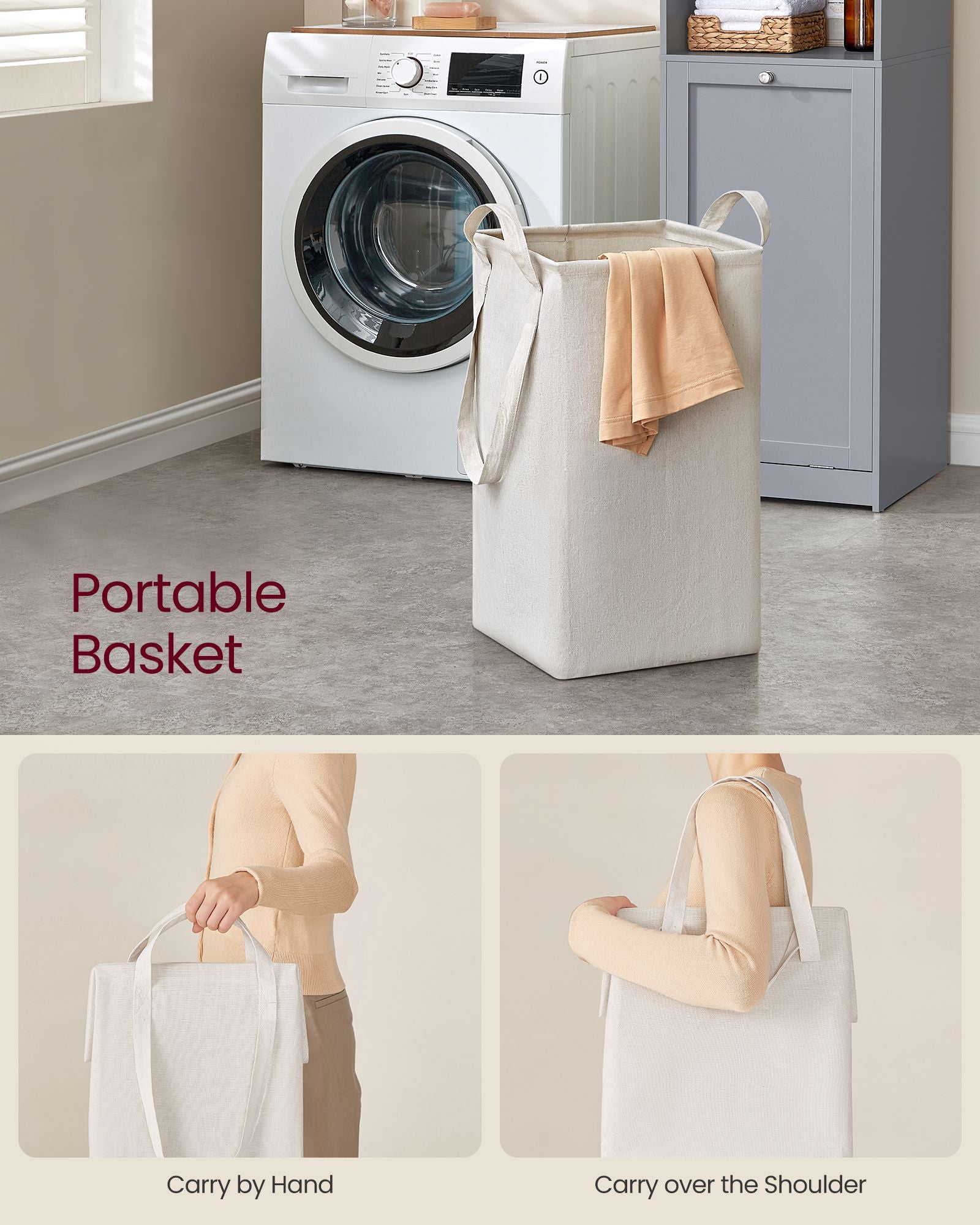 Tall Bathroom Cabinet, Laundry Hamper, Adjustable Shelf, Tilt-Out Compartment