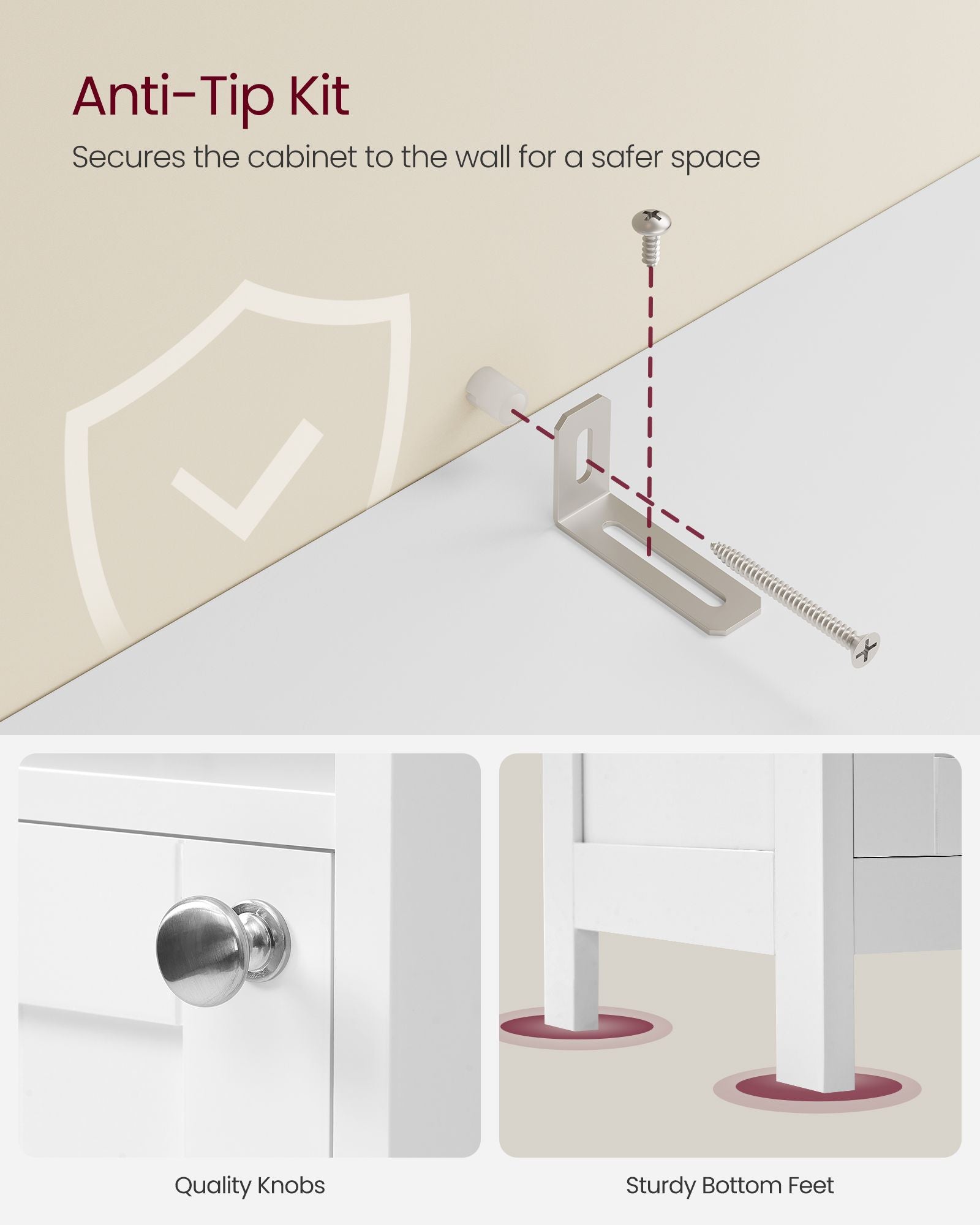 Tall Bathroom Cabinet with LED Lights – Slim Storage Unit – Adjustable Shelves