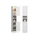 Tall Bathroom Cabinet with LED Lights – Slim Storage Unit – Adjustable Shelves