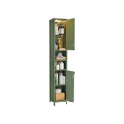 Tall Bathroom Cabinet with LED Lights – Slim Storage Unit – Adjustable Shelves