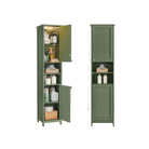 Tall Bathroom Cabinet with LED Lights – Slim Storage Unit – Adjustable Shelves