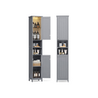 Tall Bathroom Cabinet with LED Lights – Slim Storage Unit – Adjustable Shelves