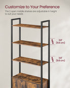 Tall Bookshelf with Cabinet – 62.8" High – Adjustable Shelves – Narrow or Wide Variants – Bookcase