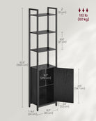 Tall Bookshelf with Cabinet – 62.8" High – Adjustable Shelves – Narrow or Wide Variants – Bookcase