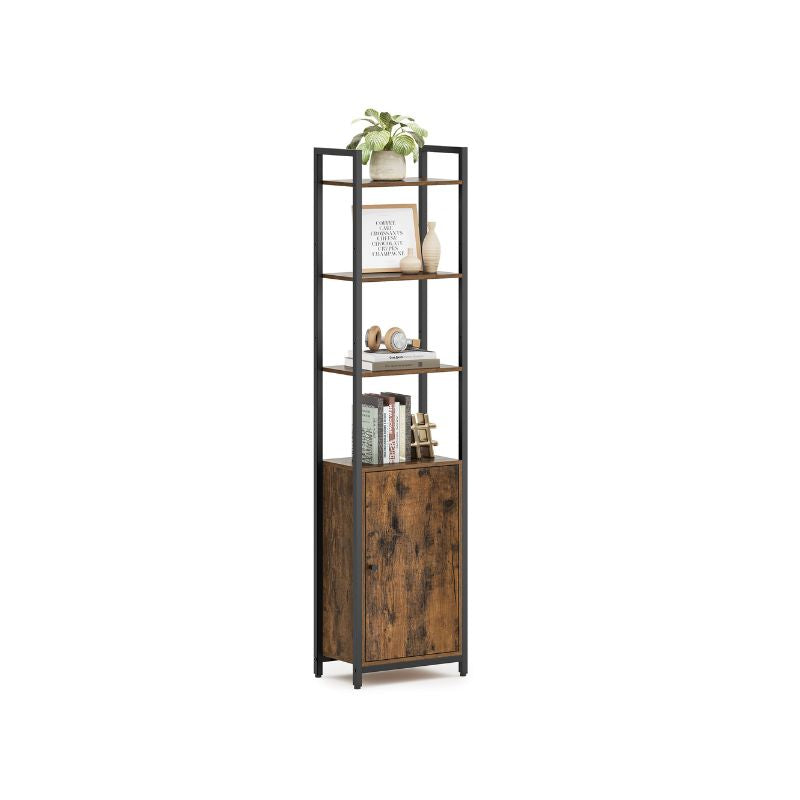 Tall Bookshelf with Cabinet – 62.8" High – Adjustable Shelves – Narrow or Wide Variants – Bookcase