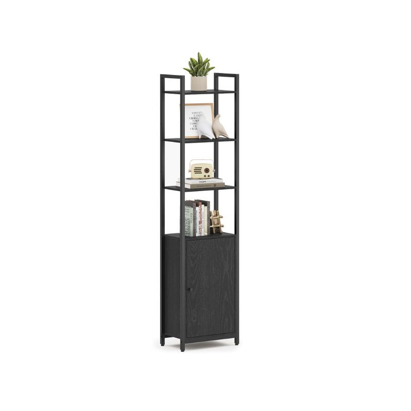 Tall Bookshelf with Cabinet – 62.8" High – Adjustable Shelves – Narrow or Wide Variants – Bookcase