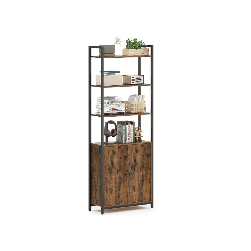 Tall Bookshelf with Cabinet – 62.8" High – Adjustable Shelves – Narrow or Wide Variants – Bookcase