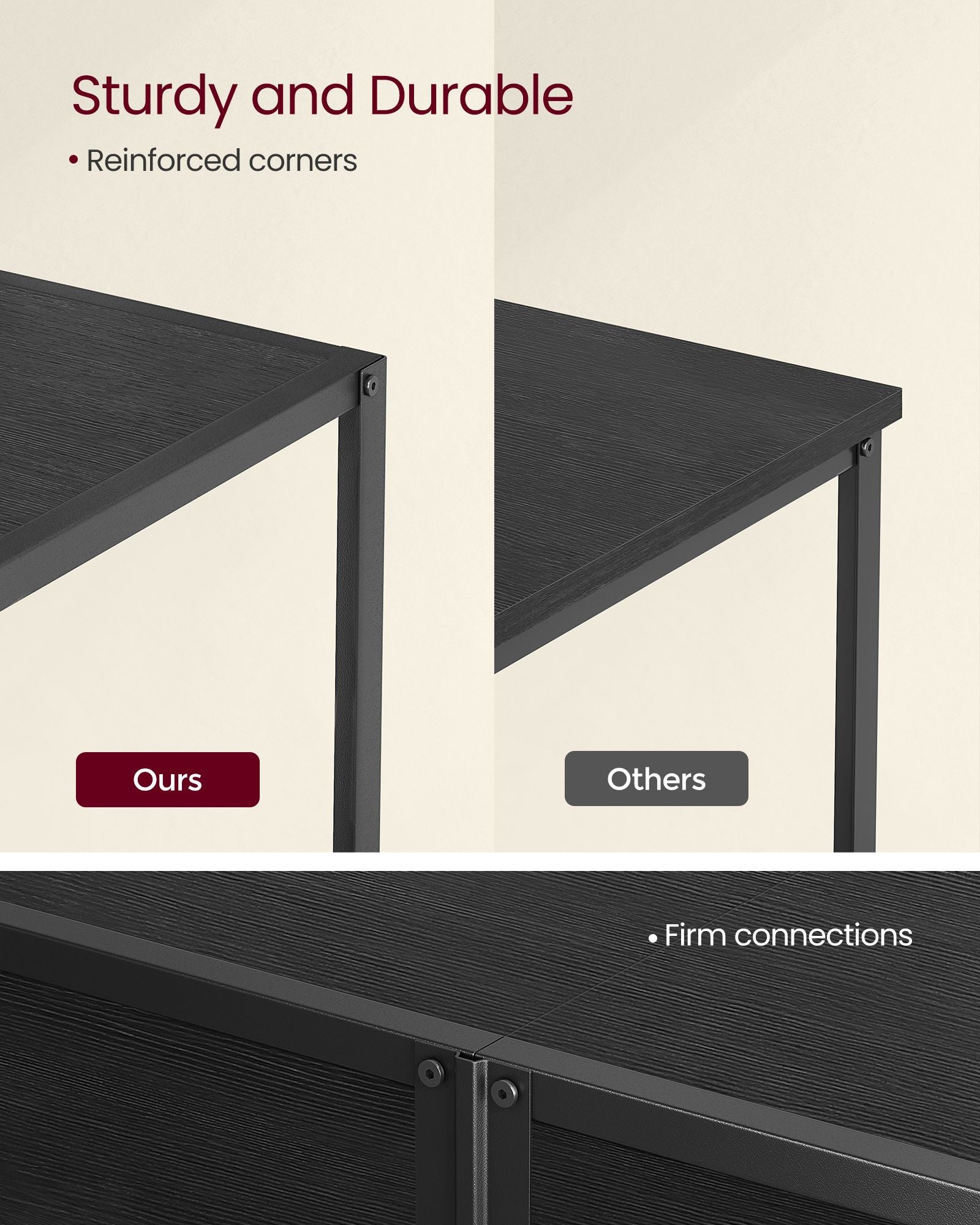 Tv stand with mesh shelf - rustic industrial console table for tvs up to 70"