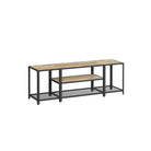 Tv stand with mesh shelf - rustic industrial console table for tvs up to 70"