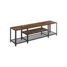 Tv stand with mesh shelf - rustic industrial console table for tvs up to 70"